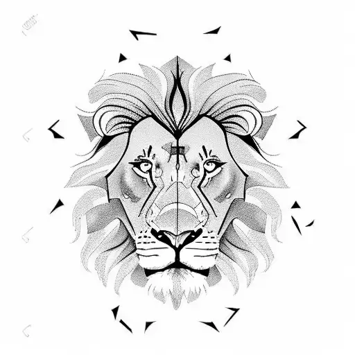 face of lion with letters t, t, s, p in it tattoo design idea