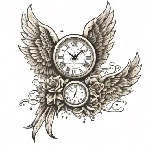 Broken pendule angel wings for stillbirth baby tattoo design idea