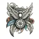 Broken pendule angel wings for stillbirth baby tattoo design idea