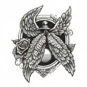 Broken pendule angel wings for stillbirth baby tattoo design idea