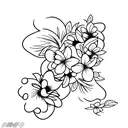 jasmine flower with the date 03/07/98  tattoo design idea