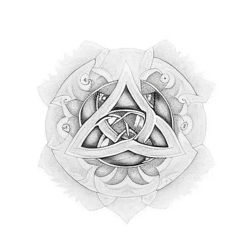 triquetra & soleil tattoo design idea