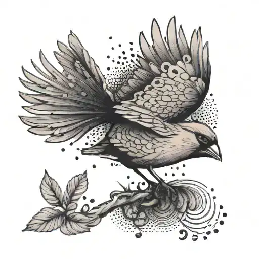 cardinal flying tattoo design idea