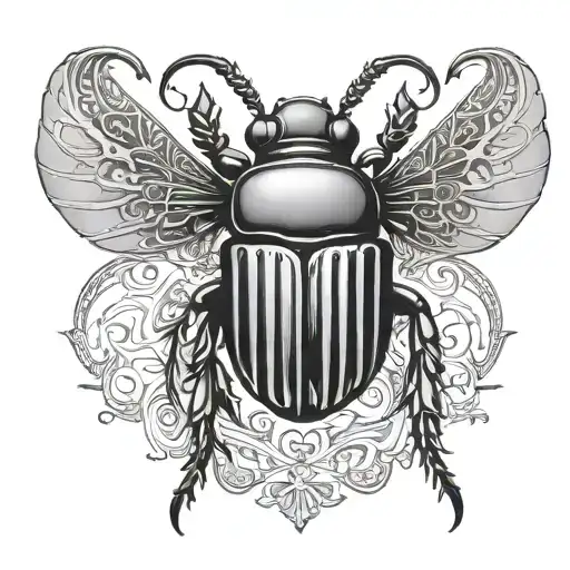 scarab beetle with initials TOA within it  tattoo design idea