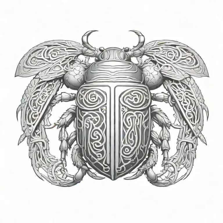 scarab beetle with TOA initials intertwined tattoo design idea