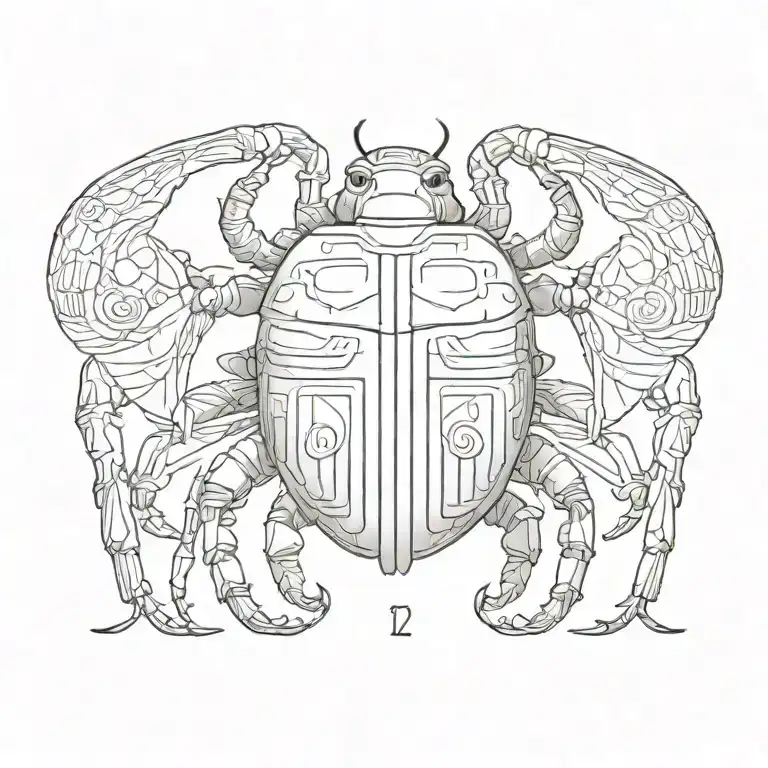 scarab beetle with TOA initials intertwined tattoo design idea