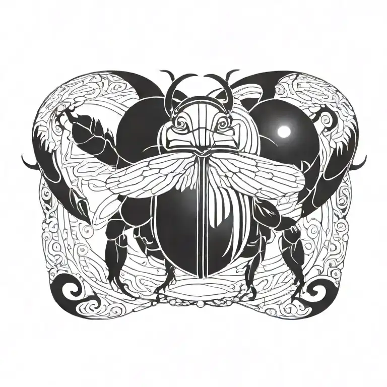 scarab beetle with TOA initials intertwined tattoo design idea
