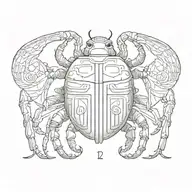 scarab beetle with TOA initials intertwined tattoo design idea