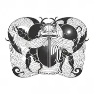 scarab beetle with TOA initials intertwined tattoo design idea