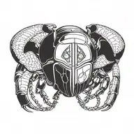 scarab beetle with TOA initials intertwined tattoo design idea