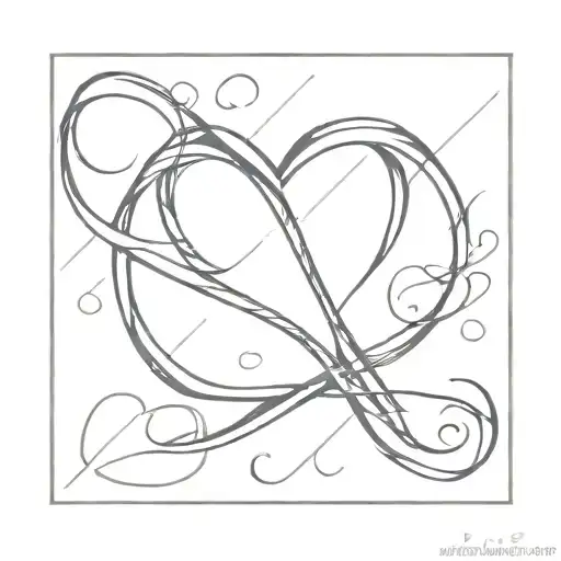 Infinity heart with initials: 'K' 'N' 'S' 'L' incorporated within representing tattoo design idea