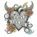 heart fuck love you more tattoo design idea