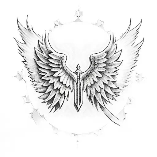 angel wings and army tattoo design idea