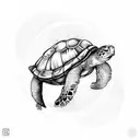 circle with the inside divided into Three equal parts. 1.part with a turtle in it. one part with a monkey in it and one  tattoo design idea