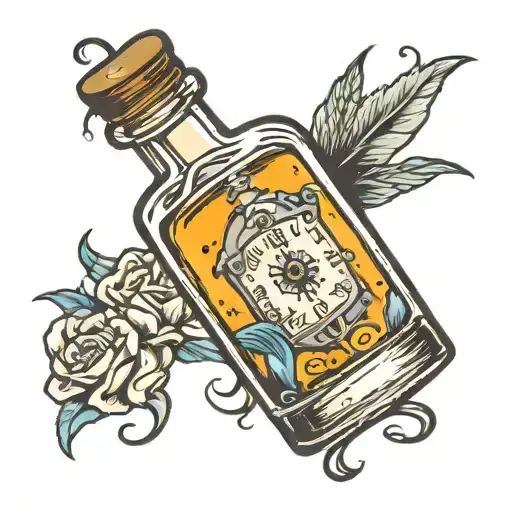 time in a bottle  tattoo design idea