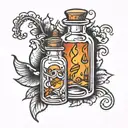 time in a bottle filled tattoo design idea