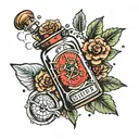 time in a bottle filled tattoo design idea