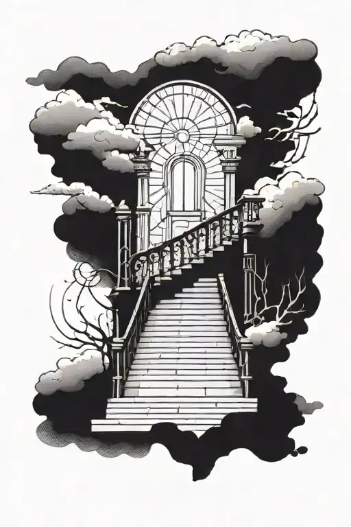 stairs to  heaven gates  tattoo design idea