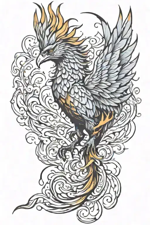 flaming phoenix tattoo design idea