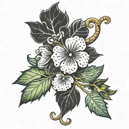 5 leaf black clover tattoo design idea