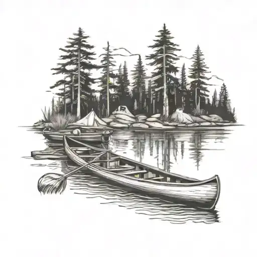 Algonquin canoeing and camping   tattoo design idea