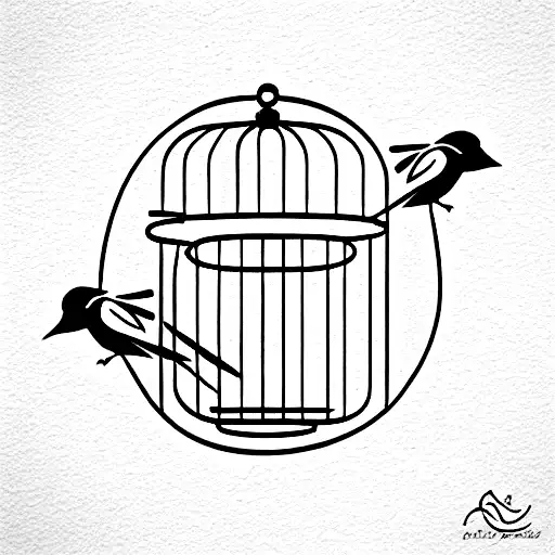 bird with a cage around its head tattoo design idea