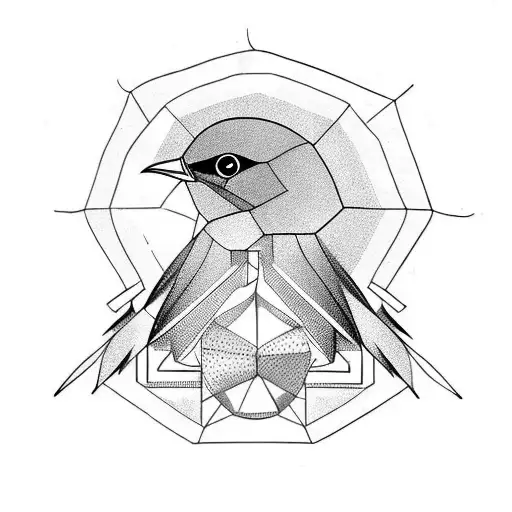 bird with cage instead of a head tattoo design idea
