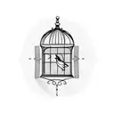 bird and cage tattoo design idea