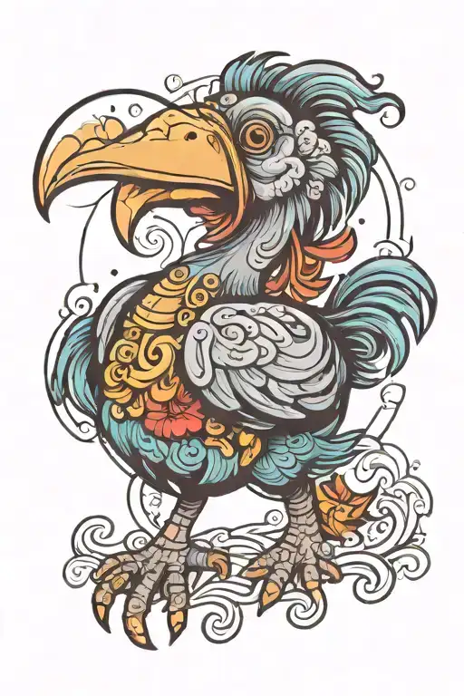 cartoon dodo bird with space for words "I have lived tattoo design idea