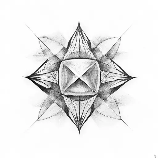 metatron cube with clouds tattoo design idea