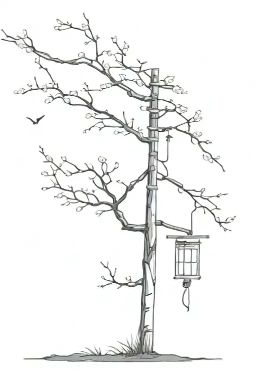 Cherry Blossom tree next to powerline pole tattoo design idea