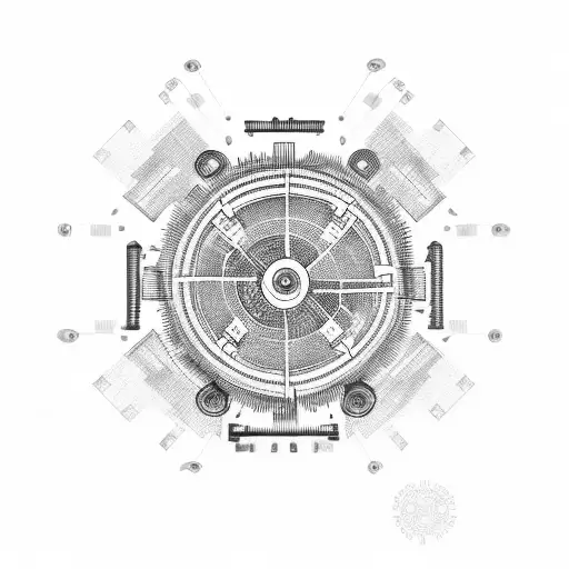 pcb schematic with gears around it tattoo design idea