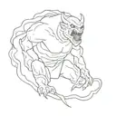 minimalist tattoo black and white, Balrog from Lord of the Rings, more humanoid tattoo design idea