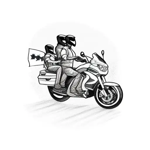 2 stick figure motorcyclists riding side by side tattoo design idea