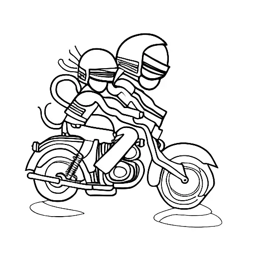 2 stick figure motorcyclists riding side by side tattoo design idea