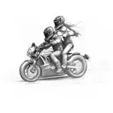 2 stick figure motorcyclists riding side by side tattoo design idea