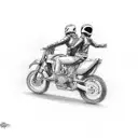 2 stick figure motorcyclists riding side by side tattoo design idea