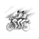 2 stick figure motorcyclists riding side by side tattoo design idea
