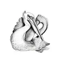 a pelican with tweety bird tattoo design idea