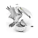 a pelican with tweety bird tattoo design idea