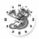 clock and dragon tattoo design idea