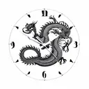 clock and dragon tattoo design idea