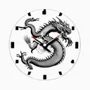 clock and dragon tattoo design idea