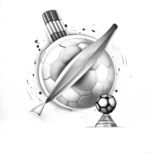 A cricket bat and ball with a Formula One car speeding by tattoo design idea