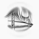 San Francisco Bridge with Auroras borealis  tattoo design idea