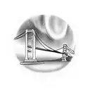 San Francisco Bridge with Auroras borealis  tattoo design idea