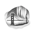 San Francisco Bridge with Auroras borealis  tattoo design idea