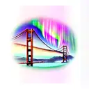 San Francisco Bridge with Auroras borealis  tattoo design idea