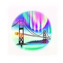 San Francisco Bridge with Auroras borealis  tattoo design idea