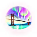 San Francisco Bridge with Auroras borealis  tattoo design idea